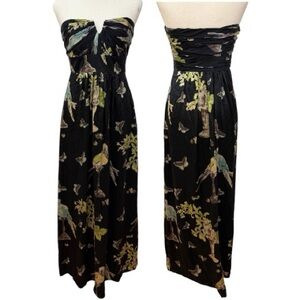 Ted Baker x Nina Campbell Perroquet Print Strapless Silk Maxi Dress Ted Size 2